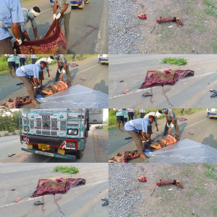 *महासमुंद जिले के सांकरा थाना अंतर्गत भगतदेवरी के पास अज्ञात ट्रक ने 2 लोगो को रौंदा घटना स्थल पर हुई मौत।*